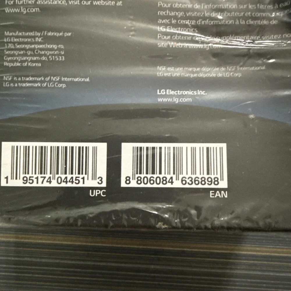 NEW SEALED LG LT1000P2 6-Month/200 Gallon Refrigerator Replacement Water Filter
